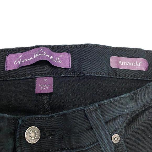 Gloria Vanderbilt Amanda Straight Leg Women's size 12P Black Denim Jeans - Picture 3 of 4